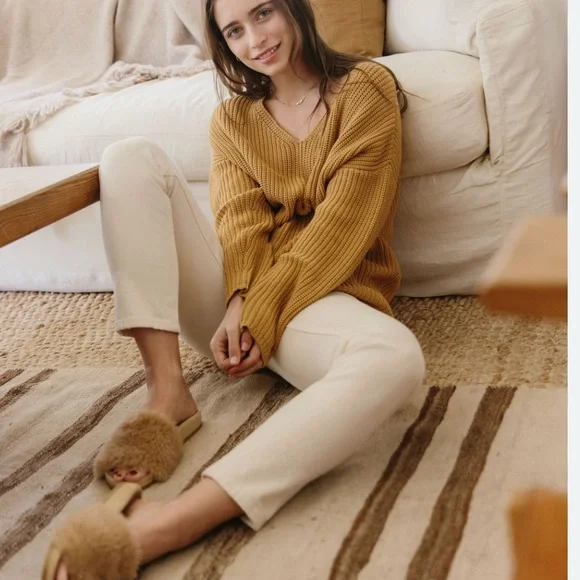 Jenni Kayne Shearling Slides Sandals 8 - Picture 6 of 8